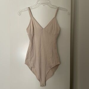 XS Forever 21 BodySuit Ivory Beige Adjustable Strap Ribbed
